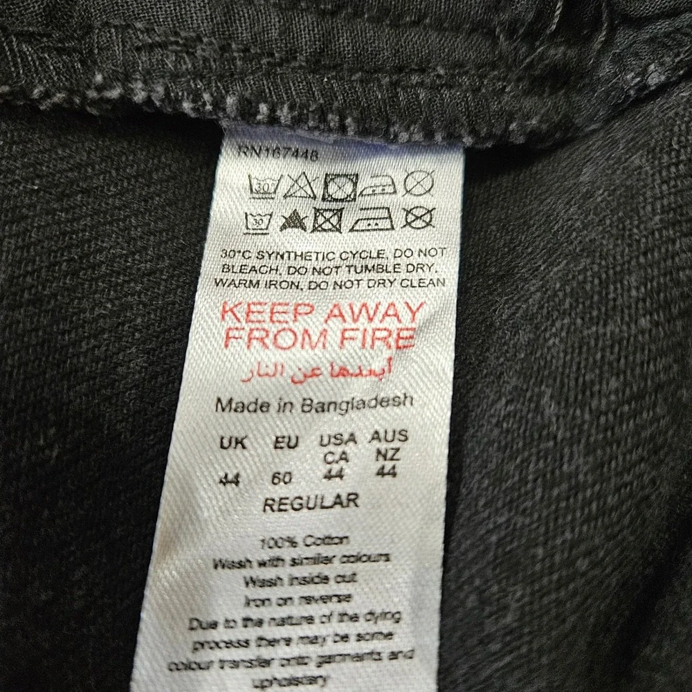 boohooMAN Parachute Jean Mens 44 Washed Black NWT Baggy Wide Leg Bungee Hem